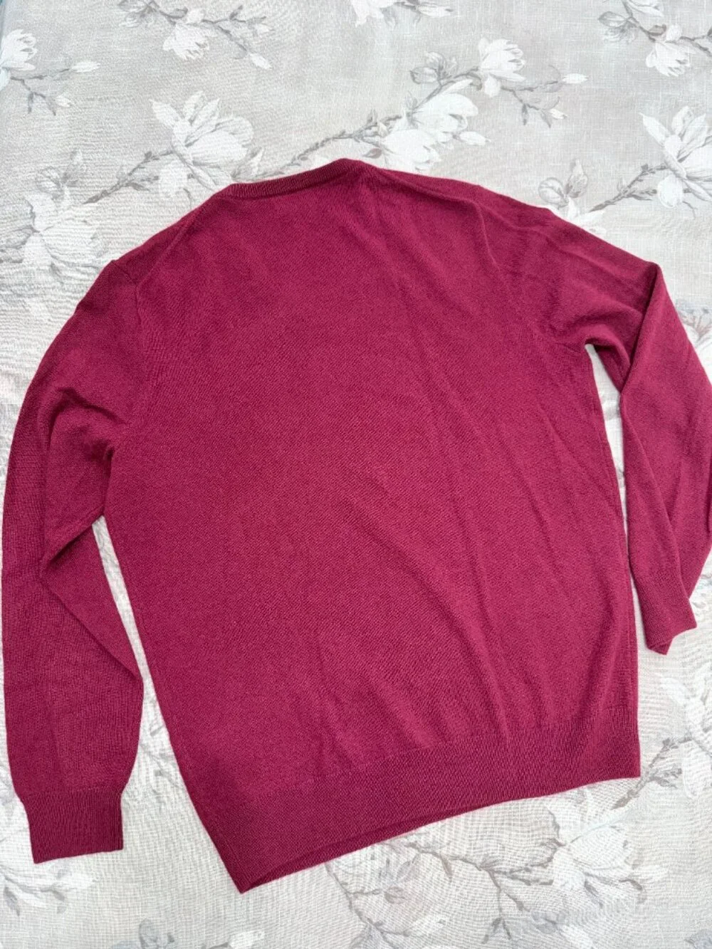 J.Crew 100% Cashmere V-Neck Sweater Large Berry Red Burgundy Soft Luxury Knit